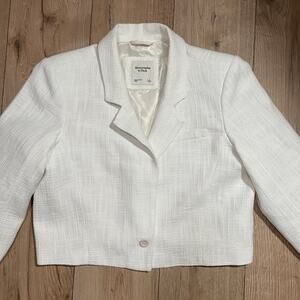 Abercrombie & Fitch Womens Large Cropped Blazer Tweed